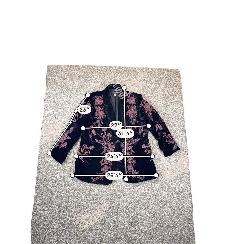 Johnny Was Workshop Vaiora Heavy Blazer Women's L Black Velvet Pink Embroidery - Picture 8 of 8